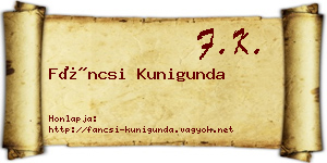Fáncsi Kunigunda névjegykártya